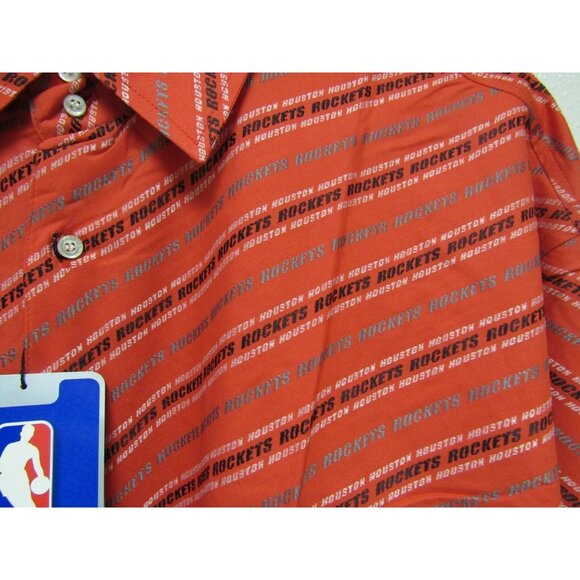 NBA Houston Rockets Red Button Up Dress Shirt Long Sleeve by Headmaster size 2XL - Picture 3 of 4